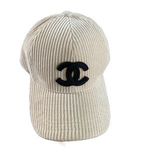 Beige and Black Corduroy Cap